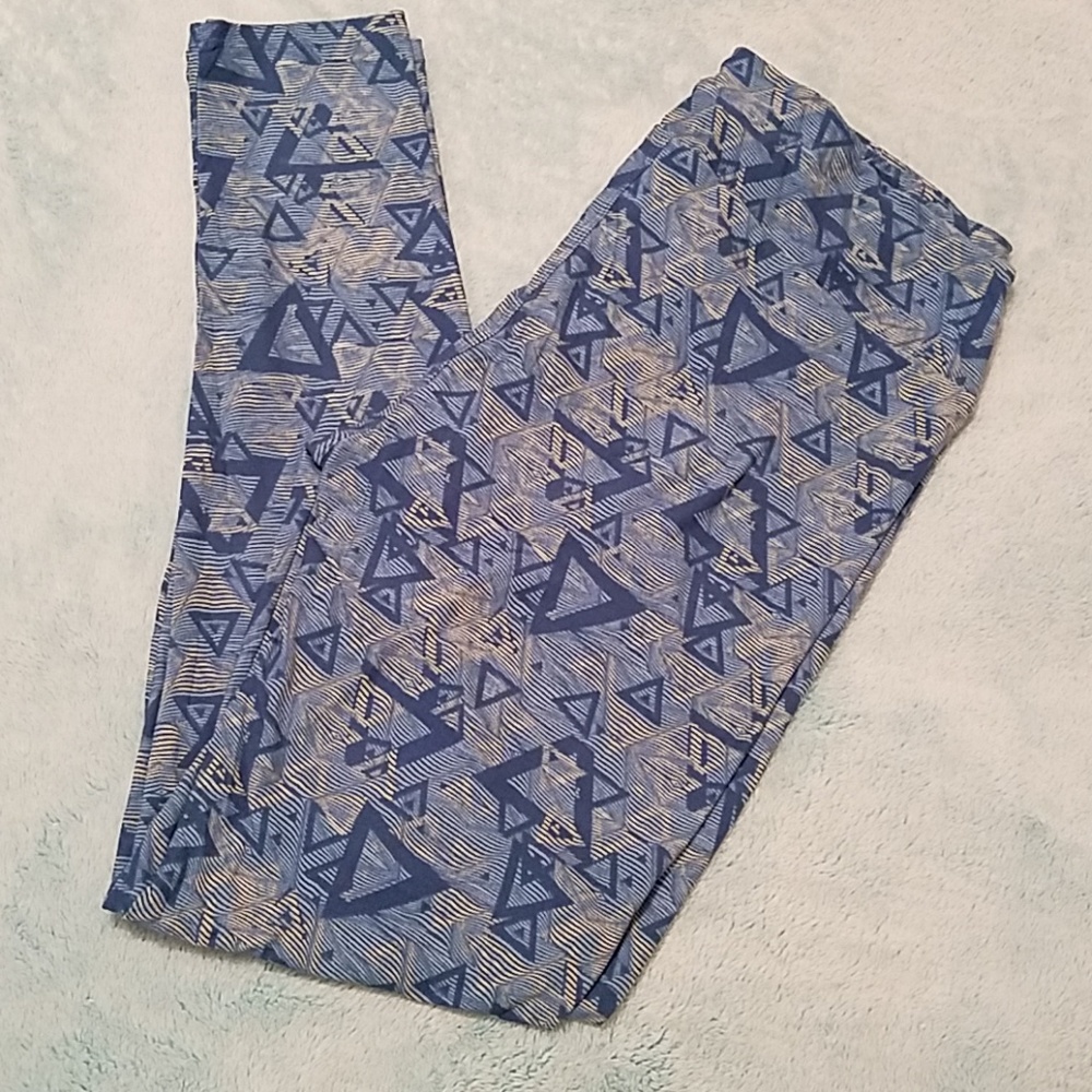 Lularoe TC leggings Blue and Cream